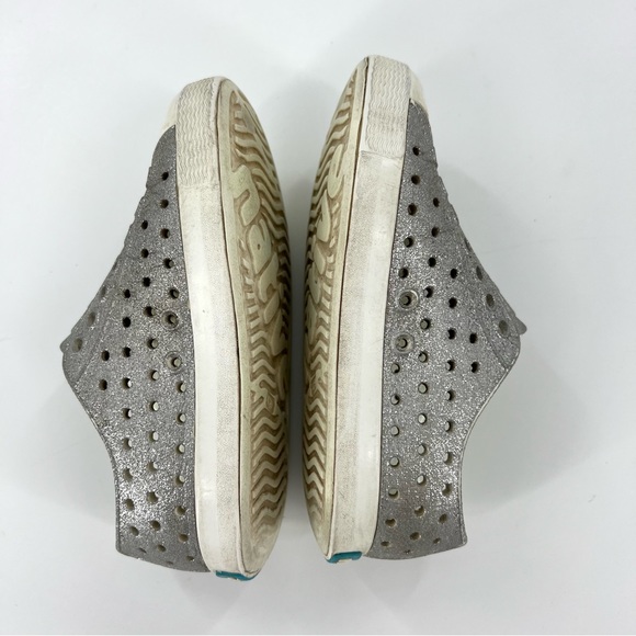 Native Jefferson Bling Slip On Sneakers Silver Disco Bling/ Shell White C9 - Picture 8 of 11